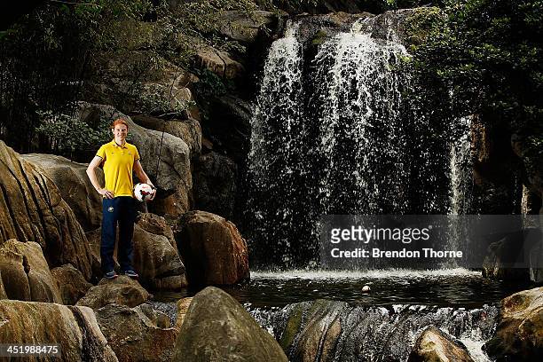 Clare Polkinghorne of the Matildas poses during an Australian Matildas media session at the Chinese Garden of Friendship on November 26, 2013 in...