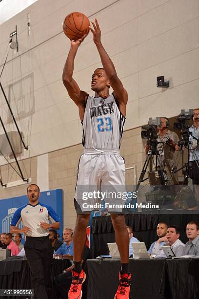 Kim English of the Orlando Magic shoots the ball against the Boston Celtics during the Samsung NBA Summer League 2014 on July 10, 2014 at Amway...