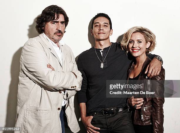Actors Alfred Molina, Gabriel Luna and Nicky Whelan from 'Matador' pose for a portrait during the 2014 Television Critics Association Summer Tour at...