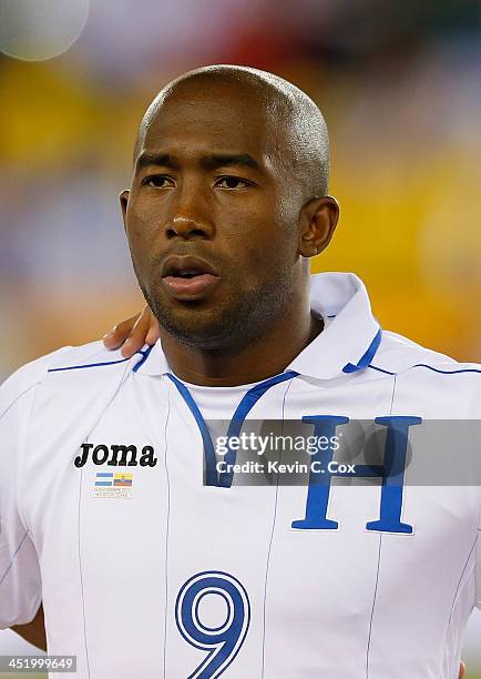 Jerry Palacios of Honduras against Ecuador during an international friendly match at BBVA Compass Stadium on November 19, 2013 in Houston, Texas.