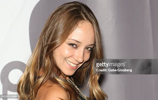 Adult film actress Remy LaCroix arrives at the U2 Compendium media preview at the Sin City Theatre inside Planet Hollywood Resort & Casino on July...