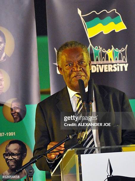 Zambai's President Michael Sata speaks at a Gala Dinner in Bloemfontein on January 7, 2012 . South Africa's mighty African National Congress on...