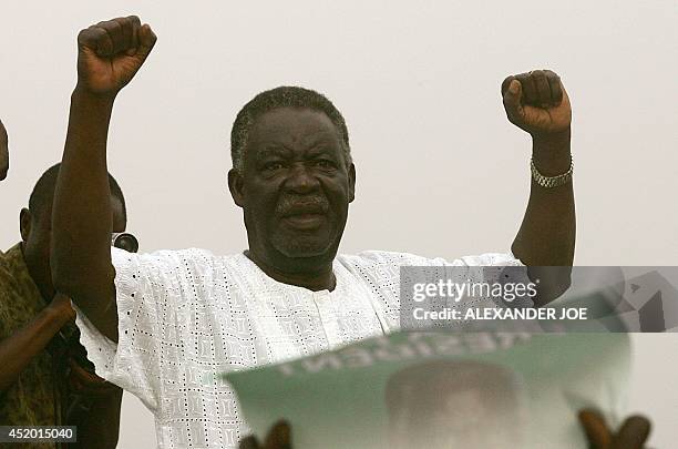 Zambia's opposition party Patriotic Front leader Michael Sata addresses supporters during a rally in Lusaka 26 September 2006. Sata has emerged as...