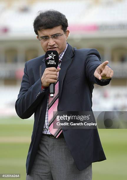 Former Indian cricketer and Star Sports commentator Sourav Ganguly ahead of day three of 1st Investec Test match between England and India at Trent...