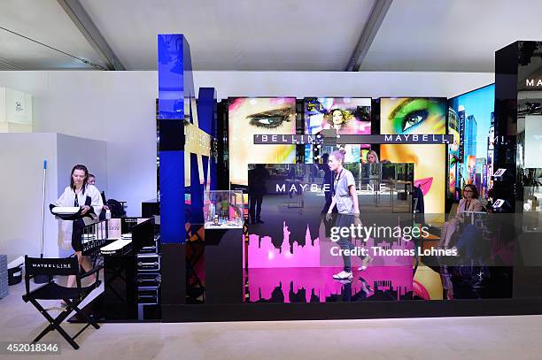 General view of Maybelline at the Mercedes-Benz Fashion Week Spring/Summer 2015 at Erika Hess Eisstadion on July 11, 2014 in Berlin, Germany.