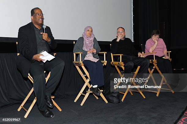 Father Gregory Chisholm, Dr Sarah Sayeed, Rabbi Michael Feinberg and Caroline Christie attend the screening of The Weinstein Companies' "Mandela: A...