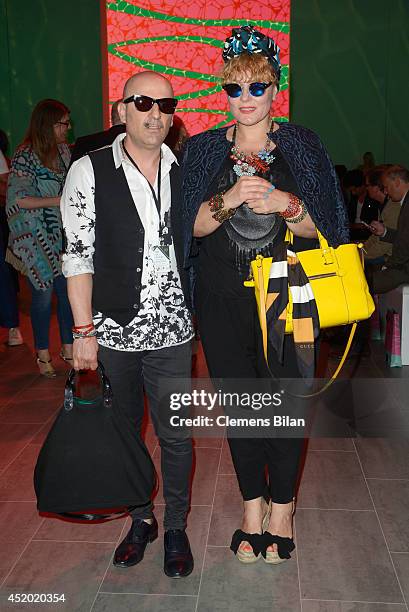 Roberta Murr and Antonio Murr attend the Miranda Konstantinidou show during the Mercedes-Benz Fashion Week Spring/Summer 2015 at Erika Hess...