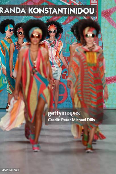 Anika Scheibe and models walk the runway at the Miranda Konstantinidou show during the Mercedes-Benz Fashion Week Spring/Summer 2015 at Erika Hess...