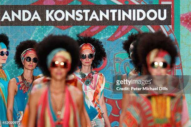 Anika Scheibe and models walk the runway at the Miranda Konstantinidou show during the Mercedes-Benz Fashion Week Spring/Summer 2015 at Erika Hess...