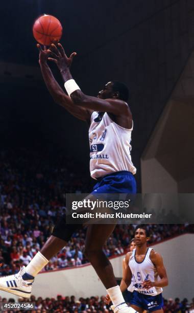 Olympic Trials: North Carolina Michael Jordan in action, shot during scrimmage at Assembly Hall. Bloomington, IN 4/22/1984 CREDIT: Heinz Kluetmeier