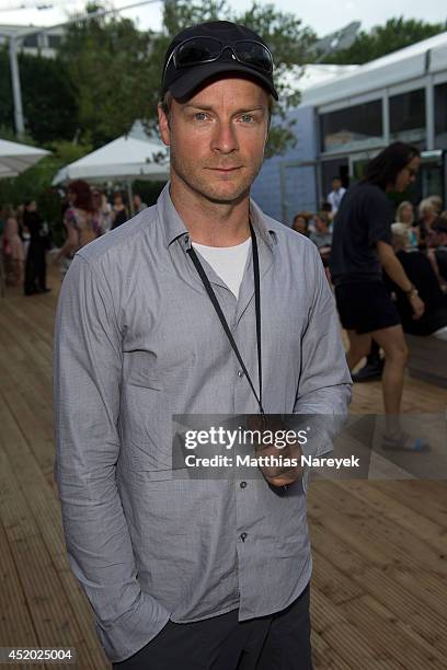 Hinnerk Schoenemann attends the Miranda Konstantinidou show during the Mercedes-Benz Fashion Week Spring/Summer 2015 at Erika Hess Eisstadion on July...