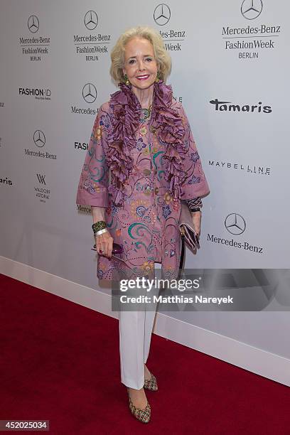 Isa von Hardenberg attends the Miranda Konstantinidou show during the Mercedes-Benz Fashion Week Spring/Summer 2015 at Erika Hess Eisstadion on July...