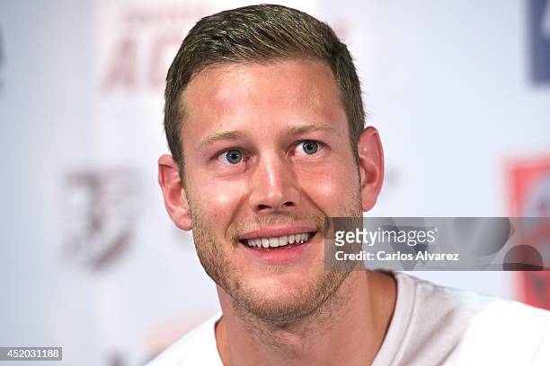 Actor Tom Hopper attends Merlin press conference during the "Wizard Con" Entertainment World Convention 2014 at the Barcelo Castellana Norte Hotel on...