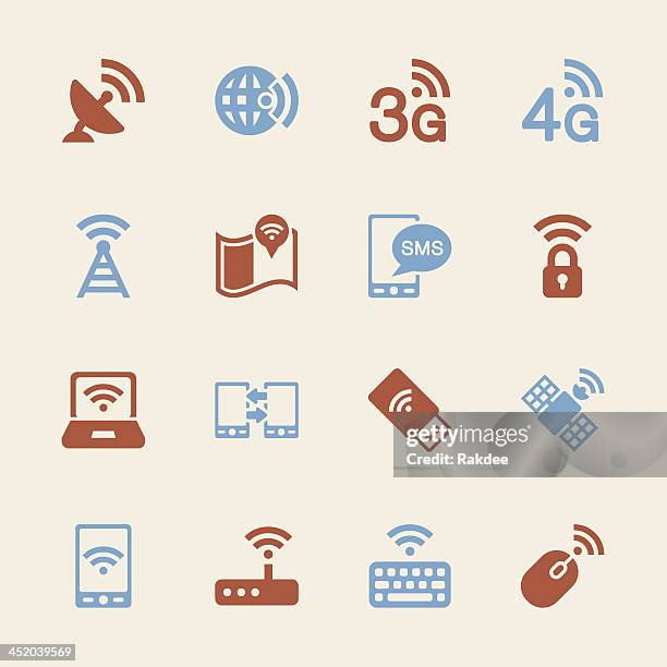 mobile and wireless technology  icons - color series | eps10 - 3g stock illustrations