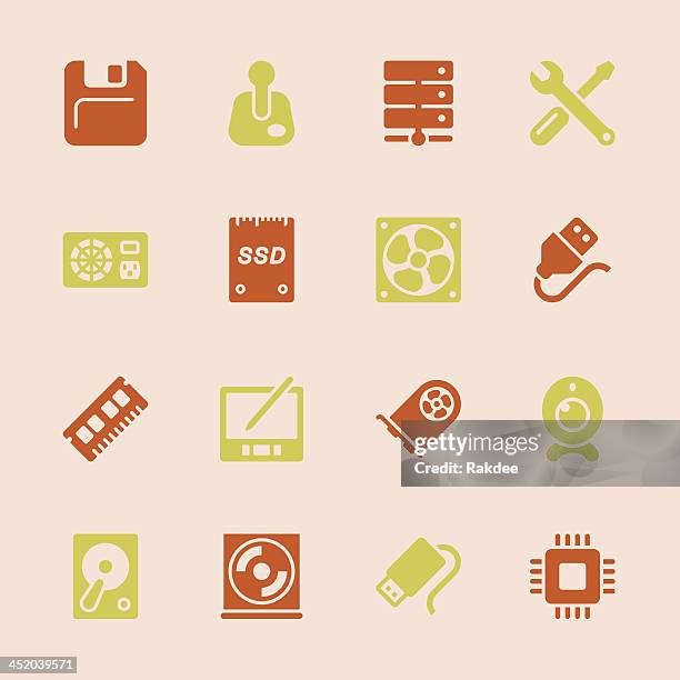 computer hardware icons set 2 - color series | eps10 - random access memory stock illustrations