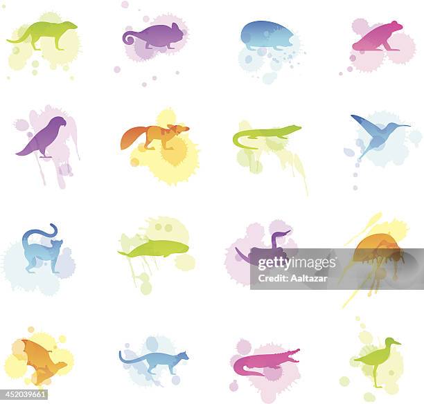 flecken icons-vanille tiere - fingertier stock-grafiken, -clipart, -cartoons und -symbole