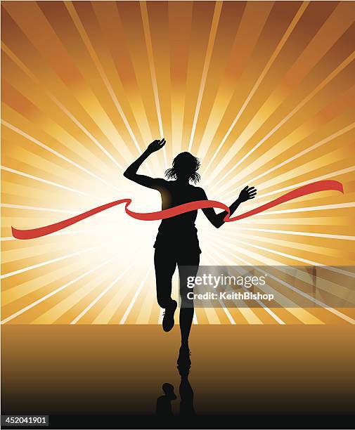 illustrazioni stock, clip art, cartoni animati e icone di tendenza di atletica-femmina traguardo - sport determination