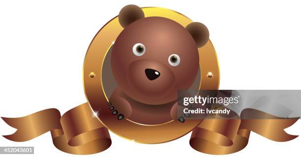 cute bear symbol - golden reel stock illustrations