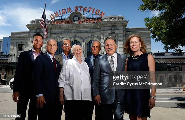 Denver's renovated Union Station will soon reopen. Group photo of seven of the eight principals in the redevelopment of Union Station left to right:...