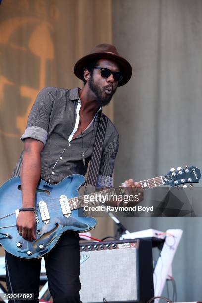 Musician Gary Clark, Jr. Performs on the Petrillo Music Shell during the 34th Annual "Taste Of Chicago" food festival on July 10, 2014 in Chicago,...