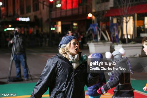 Carrie Underwood and cast members of NBC'S Sound of Music Live rehearse for the 87th Annual Macy's Thanksgiving Day Parade at Macy's Herald Square on...