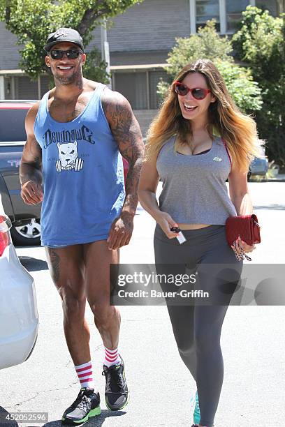 Kelly Brook and David McIntosh are seen on July 11, 2014 in Los Angeles, California.