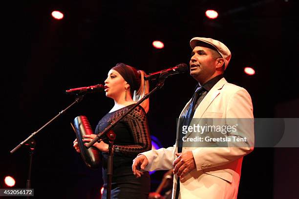 Idania Valdes and Carlos Calunga of Orquesta Buena Vista Social Club perform at day one of North Sea Jazz Festival at Ahoy on July 11, 2014 in...
