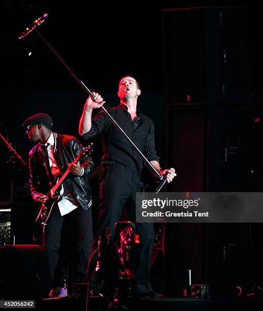 Christopher Payton and Robin Thicke perform at day one of North Sea Jazz Festival at Ahoy on July 11, 2014 in Rotterdam, Netherlands.