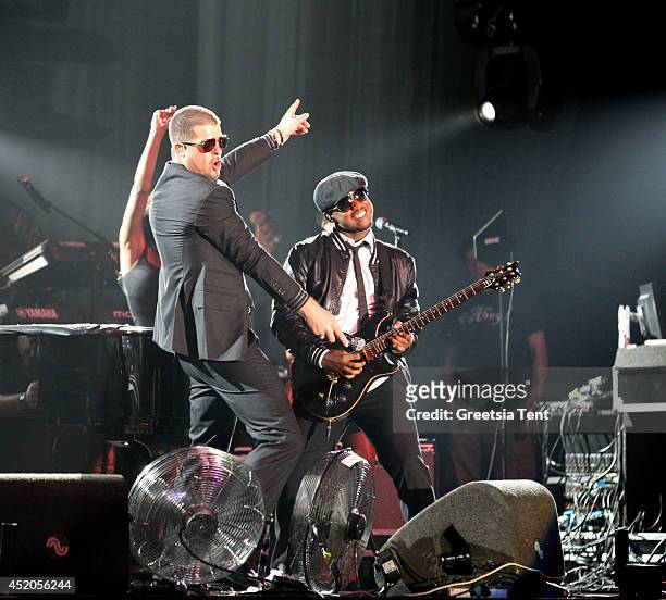 Robin Thicke and Christopher Payton perform at day one of North Sea Jazz Festival at Ahoy on July 11, 2014 in Rotterdam, Netherlands.