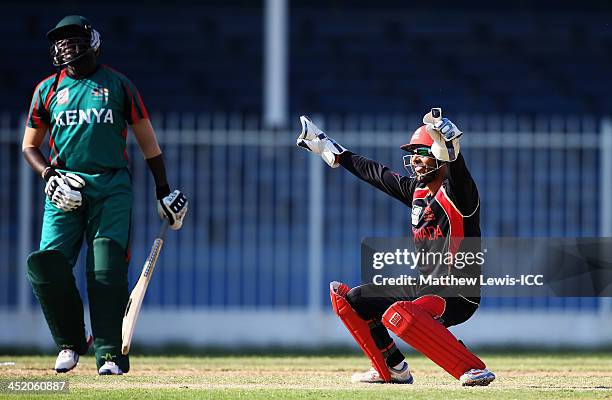 Ashish Bagai of Canada celebrates stumping Steve Tikolo of Kenya, off the bowling of Raza Rehman during the ICC World Twenty20 Qualifier 11th Place...