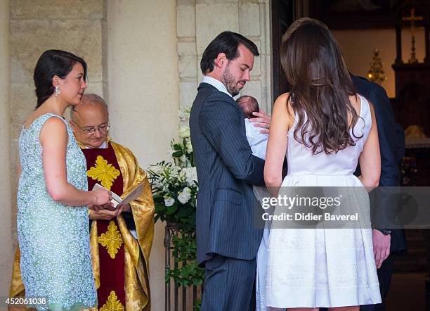 Felix Lademacher, Princess Claire of Luxembourg, Prince Felix of Luxembourg and Princess Alexandra of Luxembourg pose with their daughter Princess...