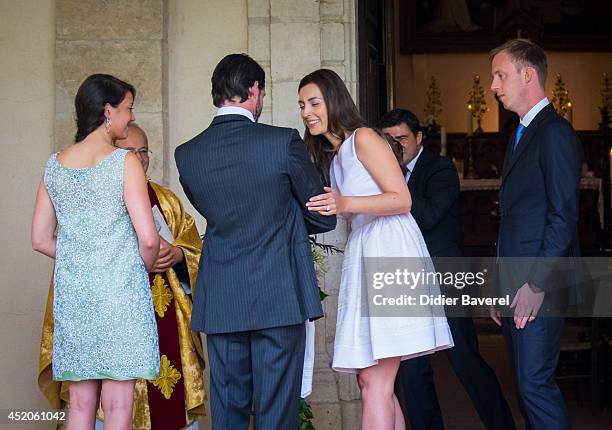 Felix Lademacher, Princess Claire of Luxembourg, Prince Felix of Luxembourg and Princess Alexandra of Luxembourg pose with their daughter Princess...