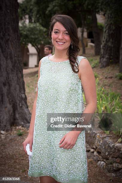 Princess Alexandra of Luxembourg poses after the baptism ceremony of Princess Amalia at the Saint Ferreol Chapel in Lorgues on July 12, 2014 in...