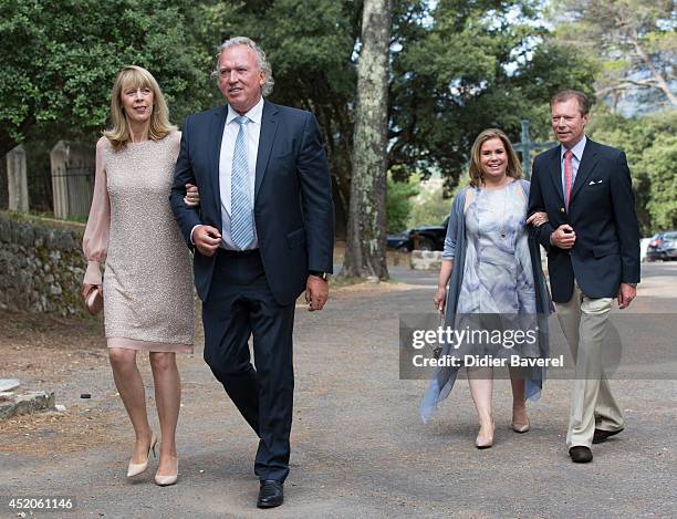 Hartmut and Gabriele Lademacher and Grand Duke Henri and Grand Duchess Maria-Teresa of Luxembourg attend the baptism ceremony of Princess Amalia, at...