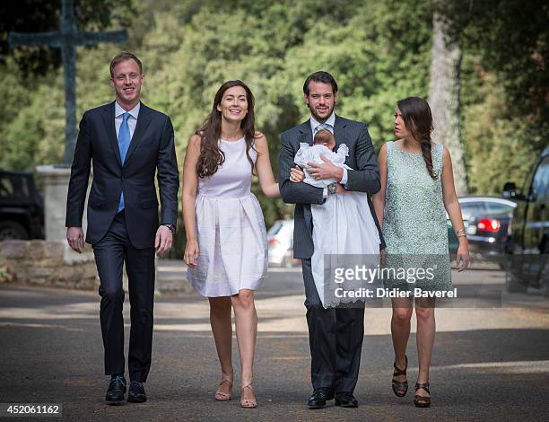 Felix Lademacher, Princess Claire of Luxembourg, Prince Felix of Luxembourg and Princess Alexandra of Luxembourg pose with their daughter Princess...