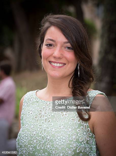 Princess Alexandra of Luxembourg poses after the baptism ceremony of Princess Amalia at the Saint Ferreol Chapel in Lorgues on July 12, 2014 in...