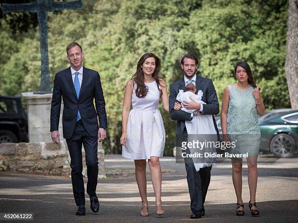 Felix Lademacher, Princess Claire of Luxembourg, Prince Felix of Luxembourg and Princess Alexandra of Luxembourg pose with their daughter Princess...