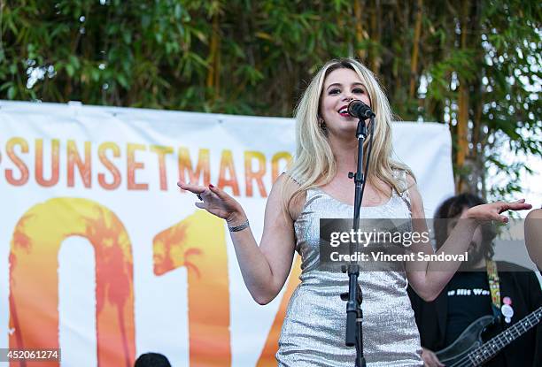 Singer Ana Cristina performs during the Southern Roots Music Series hosted by Deana Carter at Sunset Marquis Hotel & Villas on July 11, 2014 in West...