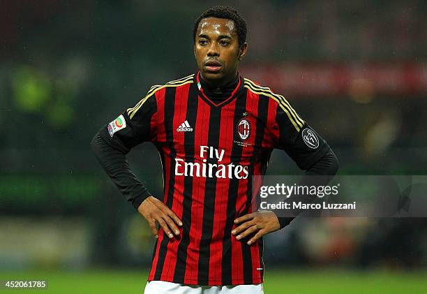 Robinho of AC Milan looks on during the Serie A match between AC Milan and Genoa CFC at Stadio Giuseppe Meazza on November 23, 2013 in Milan, Italy.