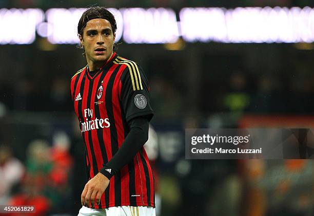 Alessandro Matri of AC Milan looks on during the Serie A match between AC Milan and Genoa CFC at Stadio Giuseppe Meazza on November 23, 2013 in...