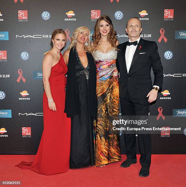 Genoveva Casanova, guest, Andrea Huisgen and Miguel Bose attend the '4th Annual Gala Sida Barcelona 2013' Museo Nacional de Arte de Cataluna on...