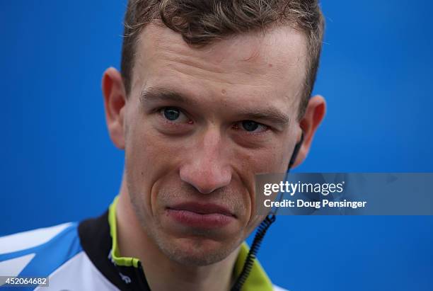 Leopold Konig of Czech Republic and Team NetApp-Endura prepares for the start of stage eight of the 2014 Le Tour de France from Tomblaine to...