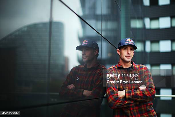 Games gold medalist Travis Pastrana poses for a photo prior to the Nitro Circus Live Show at the MEN Arena on November 26, 2013 in Manchester,...