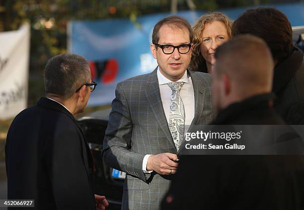 Alexander Dobrindt, General Secretary of the Bavarian Christian Democrats , arrives for coalition negotiations between the CSU, the German Christian...