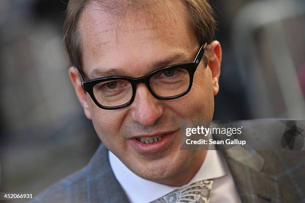 Alexander Dobrindt, General Secretary of the Bavarian Christian Democrats , arrives for coalition negotiations between the CSU, the German Christian...