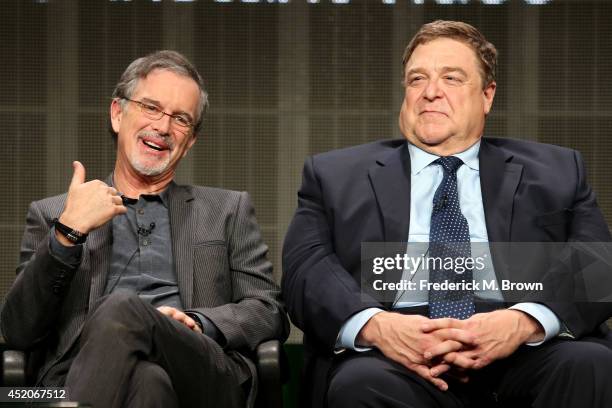 Writer/creator Garry Trudeau and actor John Goodman speak onstage at the "Alpha House" panel during the Amazon Prime Instant Video portion of the...