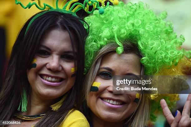 Brazil fans enjoy the atmosphere prior to the 2014 FIFA World Cup Brazil Third Place Playoff match between Brazil and the Netherlands at Estadio...
