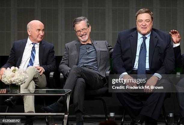 Actor Matt Malloy, writer/creator Garry Trudeau and actor John Goodman speak onstage at the "Alpha House" panel during the Amazon Prime Instant Video...