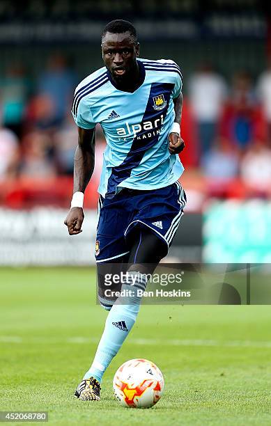 Cheikhou Kouyate of West Ham in action during the Pre Season Friendly match between Stevenage and West Ham United at The Lamex Stadium on July 12,...