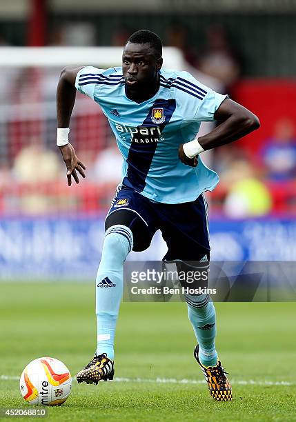 Cheikhou Kouyate of West Ham in action during the Pre Season Friendly match between Stevenage and West Ham United at The Lamex Stadium on July 12,...